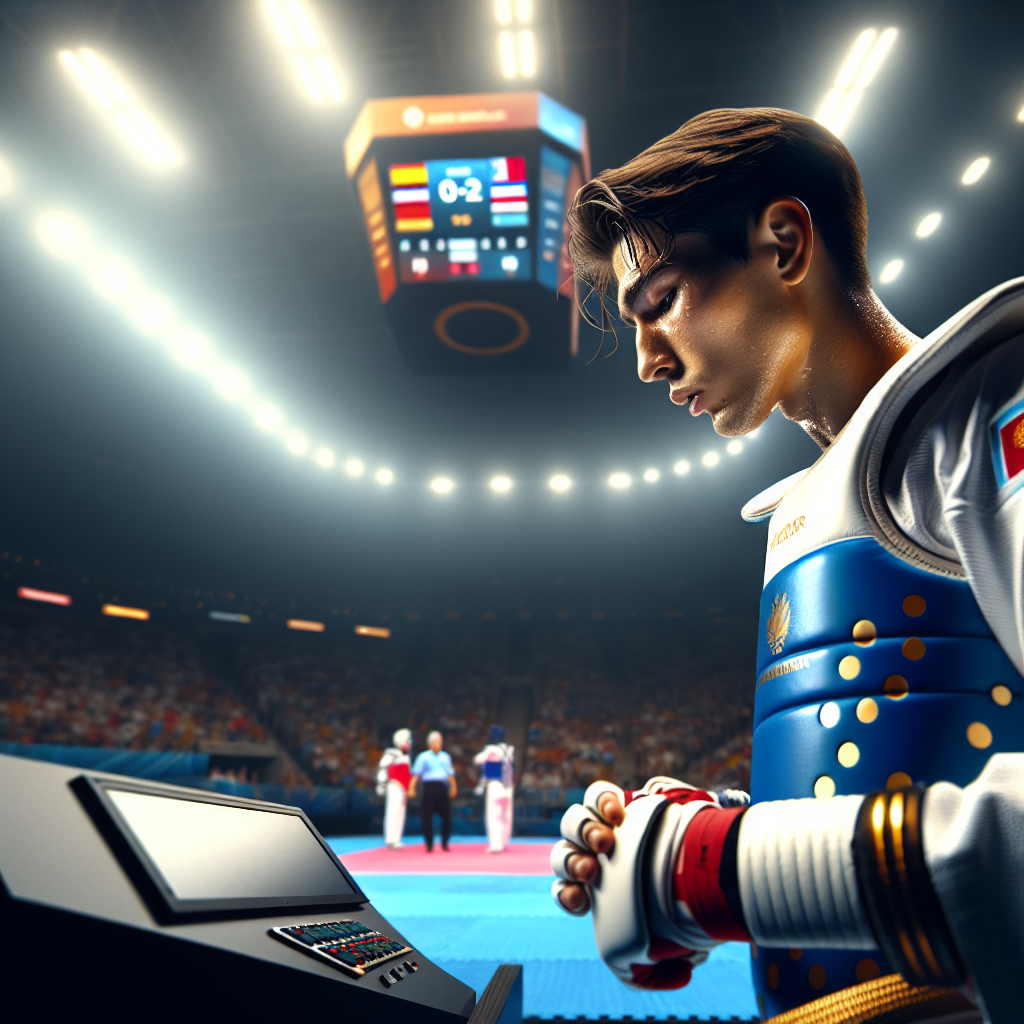 Драматичный поединок таеквондо на чемпионате мира: казахстанец уступает 10:11, спорный видеопросмотр.